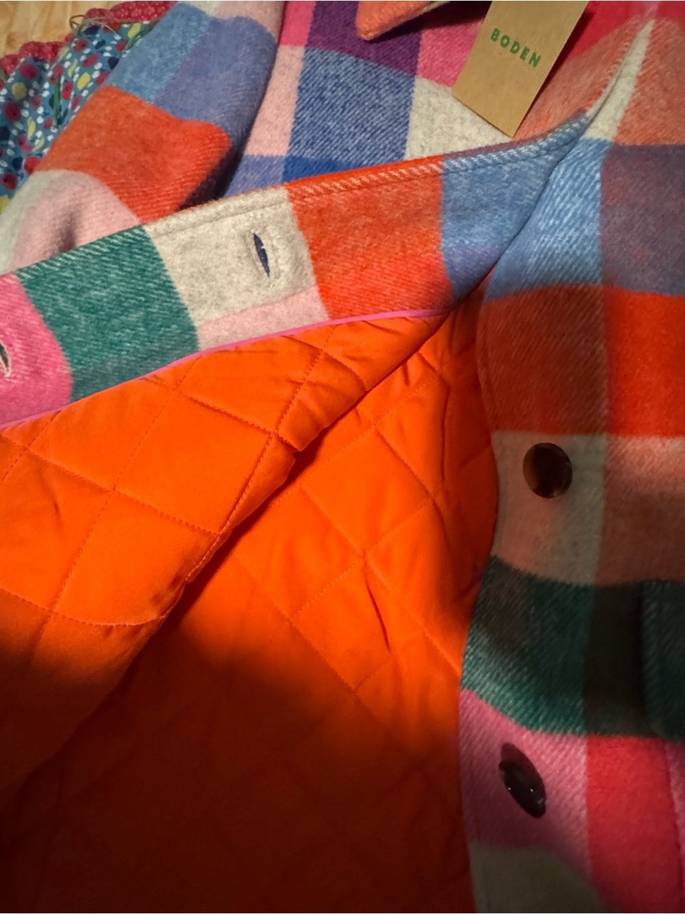 NWT Boden U0295 Wool Check Coat Plaid Rainbow Multi US 10 - Picture 6 of 8